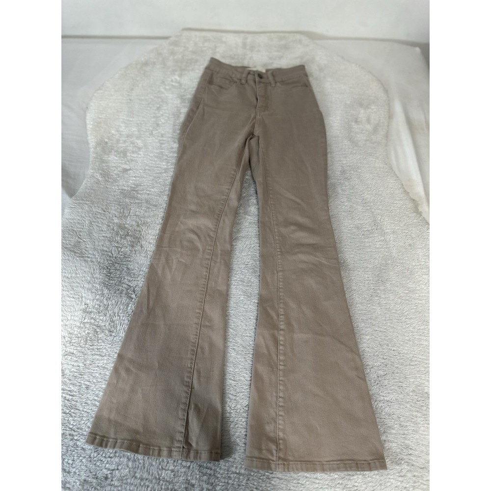 BKE Buckle Womens Beige Flared Chino Pants Size 24 Stretch Mid‎ Rise 2